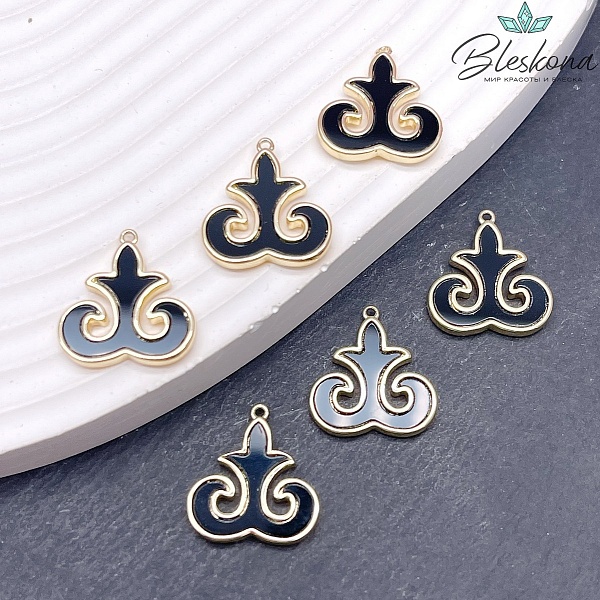 17*16 мм Цвет золото, Подвеска черная керамика Этно №12 