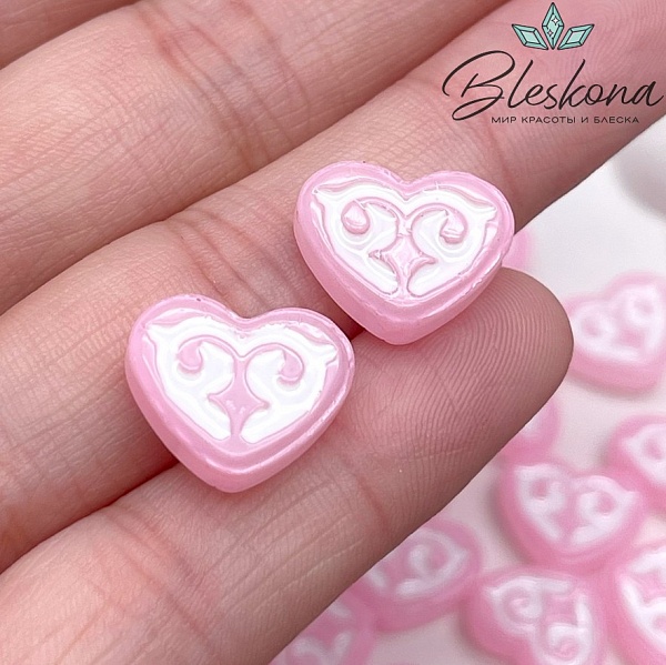 12*15 мм Бусина Этно сердце розовое