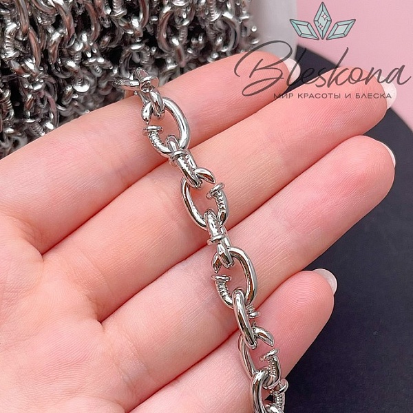 Цепь №160-3 цвет серебро 12*9 мм