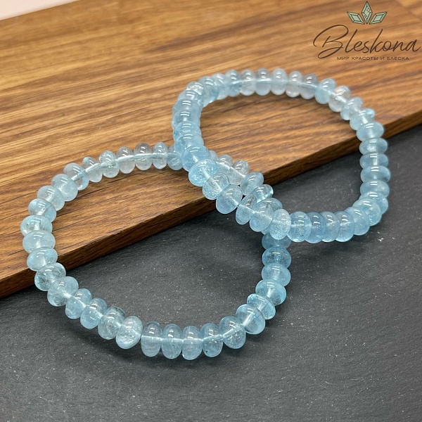 Топаз голубой рондель 8 мм сет 18 см
