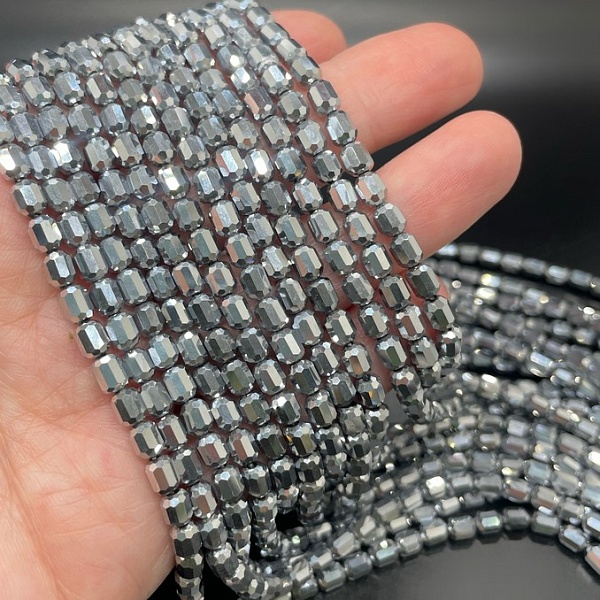 4*5 мм Стекло Lux, цилиндр мини, цвет серебро