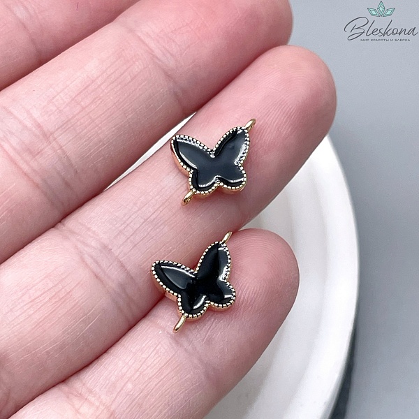 Коннектор бабочка черная эмаль, цвет золото 10,3*10,8мм 