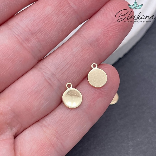 9*7 мм Цвет золото, Подвеска круг гладкий
