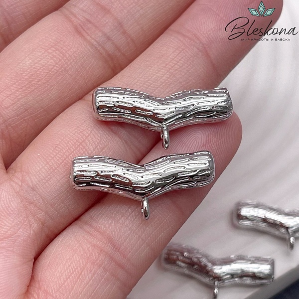 25*6 мм Цвет серебро, Бейл трубочка фактурная разъемное кольцо