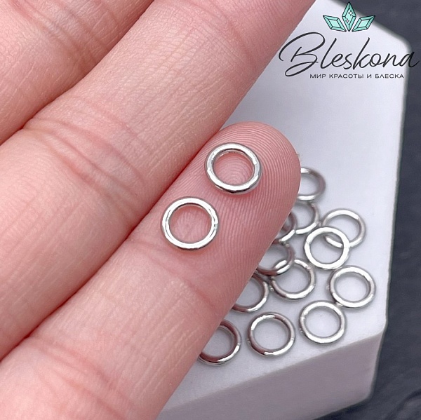 6*0,8 мм Колечки неразъемные, цвет серебро  уп. 1гр. 