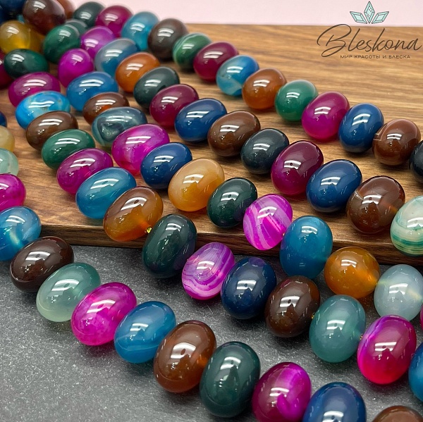 Агат микс (тонированный) галтовка 12*16 мм