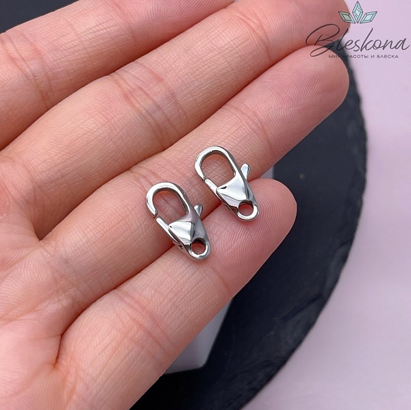 15 мм Цвет серебро, Замок лобстер широкий