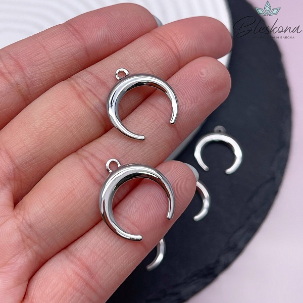 19*17,7 мм Цвет серебро, Подвеска Лунница гладкая