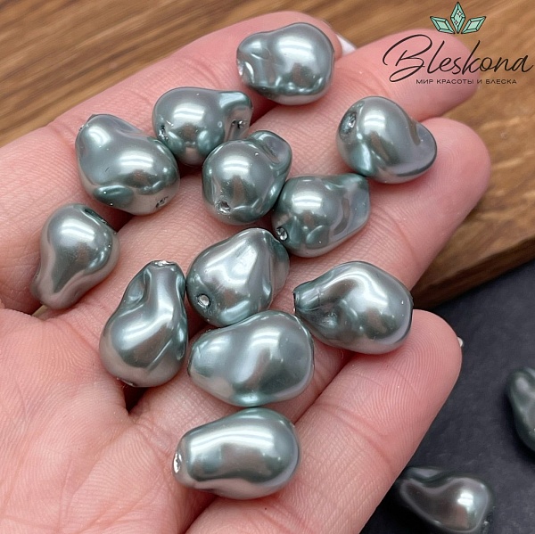 15*10 мм, Жемчуг Майорка цвет серо-голубой (штучно)