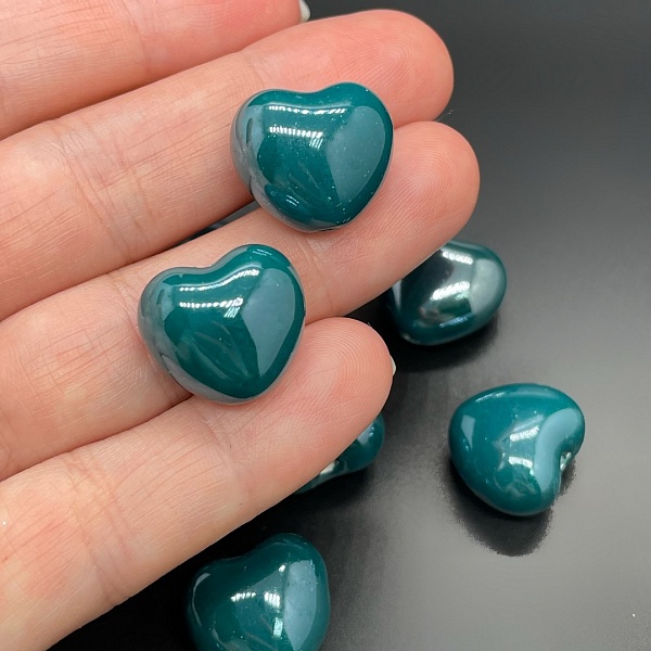 17 мм Бусина сердце, керамика цвет морской волны