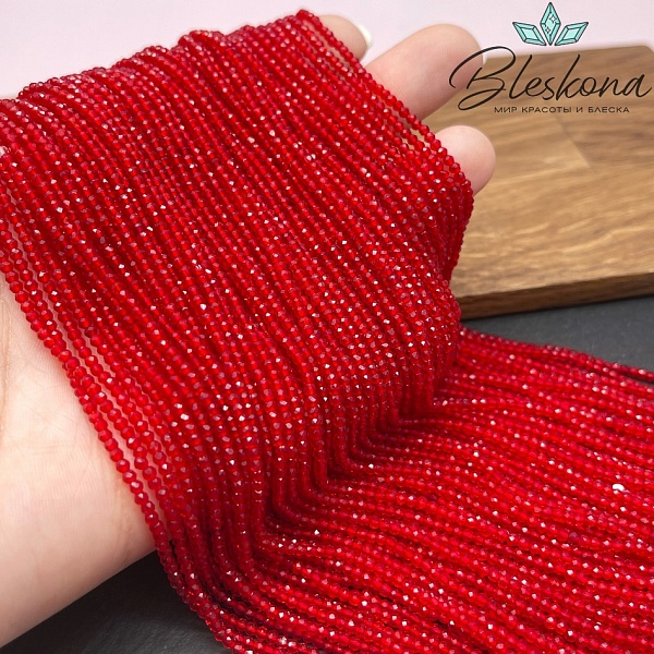2 мм Бусины стекло красное алмазная огранка
