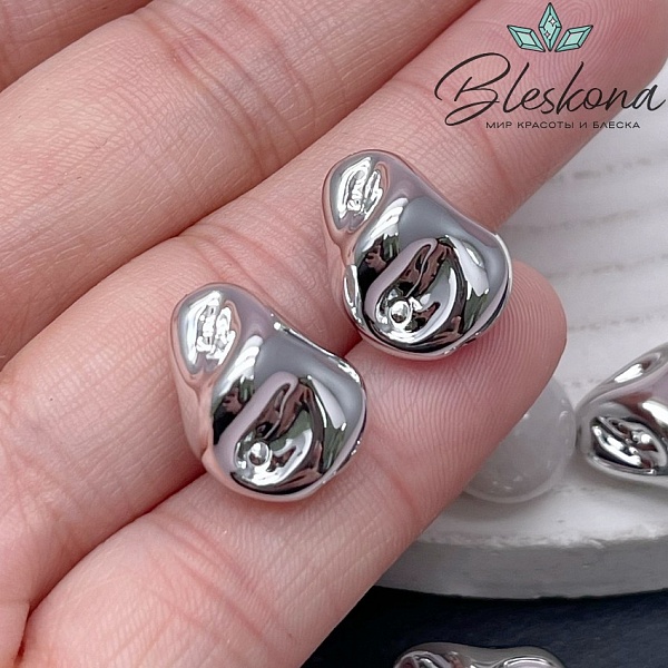 16*13 мм Цвет серебро, Бусина фриформ