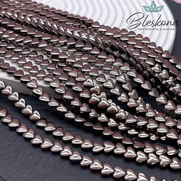 6 мм Гематин сердце объемное, цвет коричневый №1 (шоколадный)