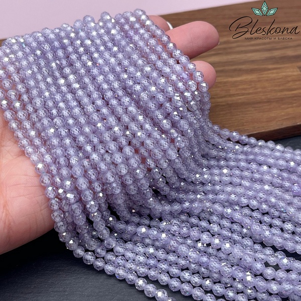 Циркон огранка светло-сиреневый 4,5 мм (кубический цирконий, фианит) 