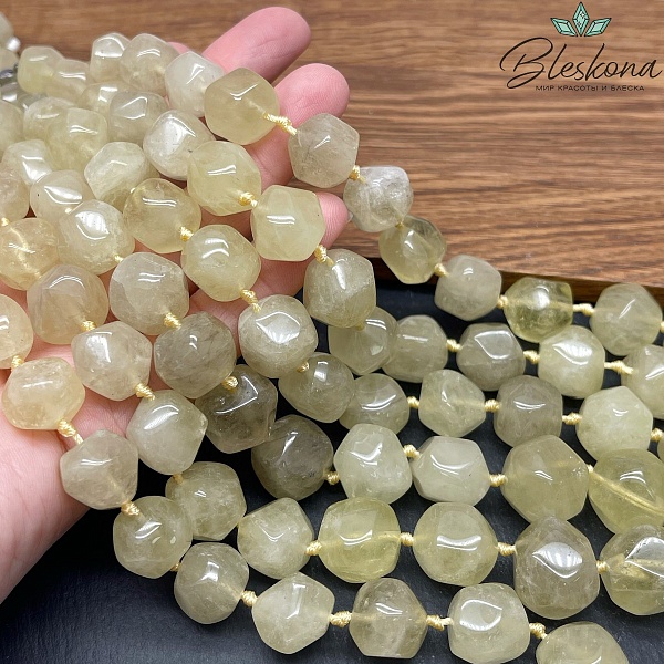 Кварц Лимонный фриформ огранка бусины на увеличение 13-17 мм