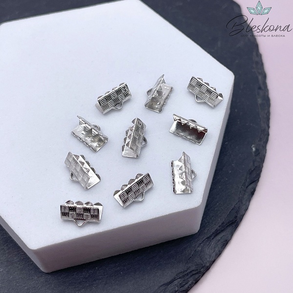 10*7 мм Цвет серебро, Зажим-Концевик для шнура