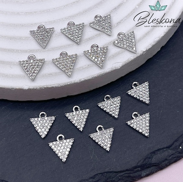 10*9 мм Цвет серебро, Подвеска Треугольник цирконы 
