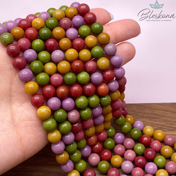 Агат микс №1 (тонированный) 8 мм 