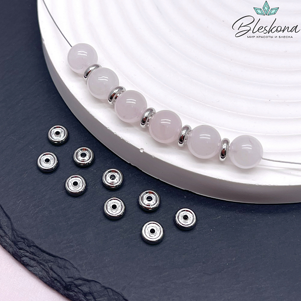 5,9*2 мм Цвет серебро, Бусина-разделитель гладкий