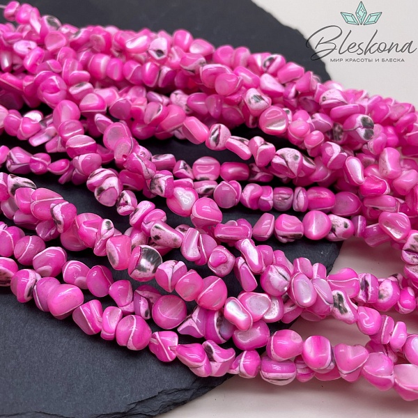 Перламутр фуксия галтовка 6-8 мм