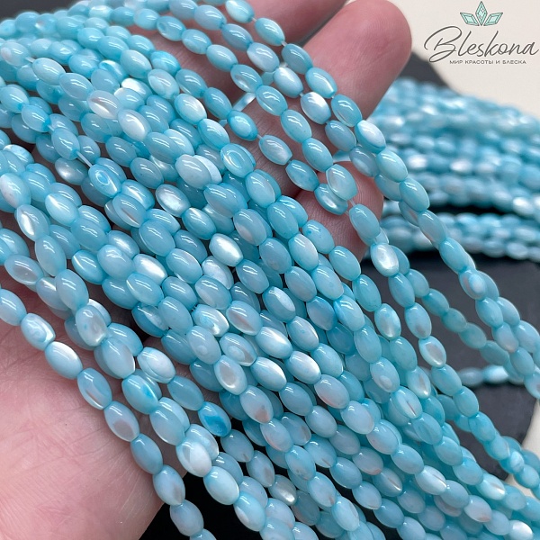 Перламутр рис голубой 3*5 мм