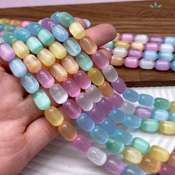 Селенит микс (тонированный) бочата 12*8 мм 