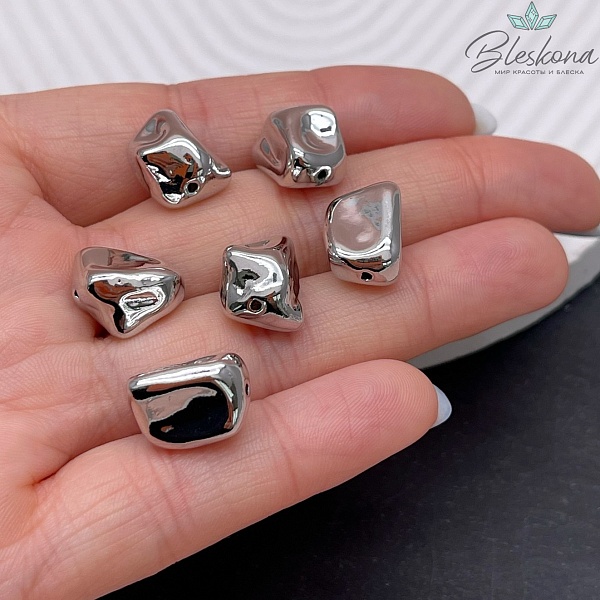 14*10 мм Цвет серебро, Бусина фриформ