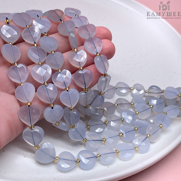 Халцедон сердце, огранка 12 мм сет 5 шт