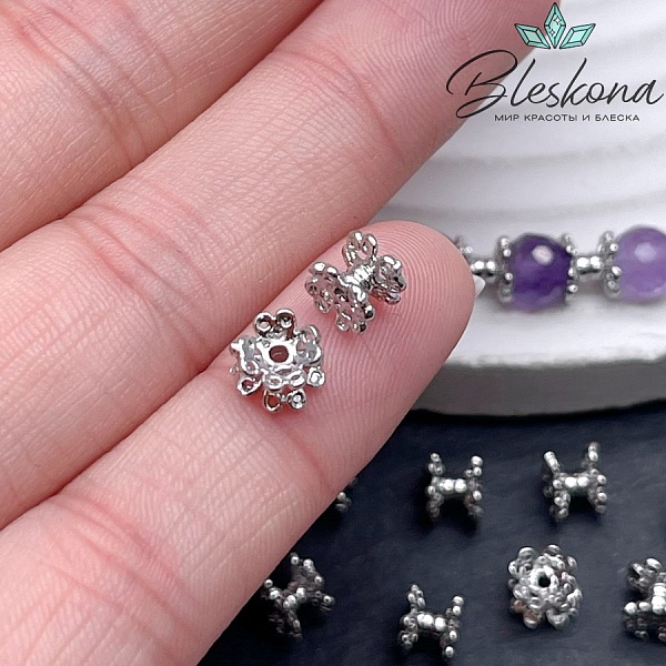 4,8*6 мм, цвет серебро, Бусина - разделитель