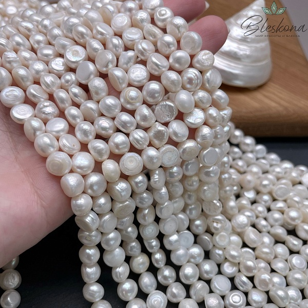 Жемчуг полусфера белый 8 мм 