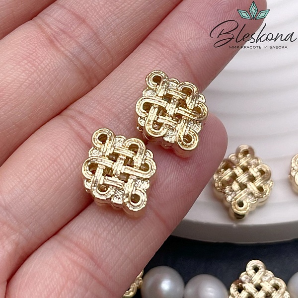 12,5*15,7 мм Цвет золото, Бусина узел счастья