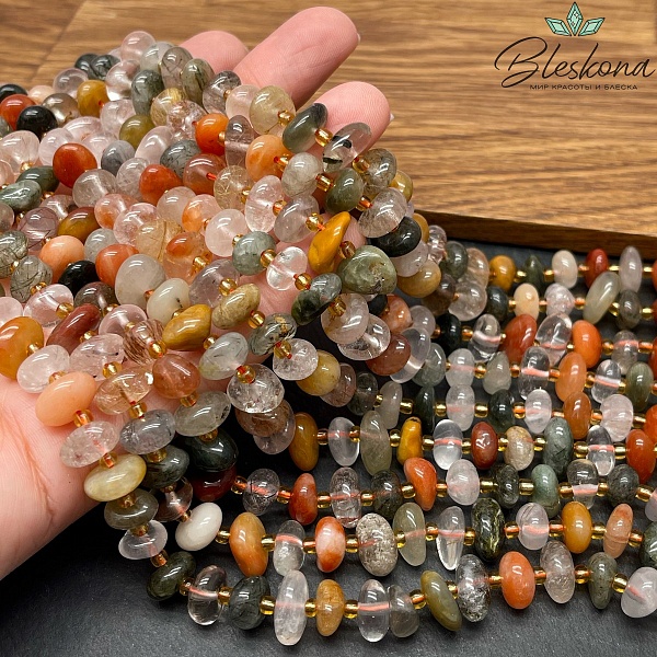  Кварц рутиловый микс галтовка (5-6)*(8-11) мм