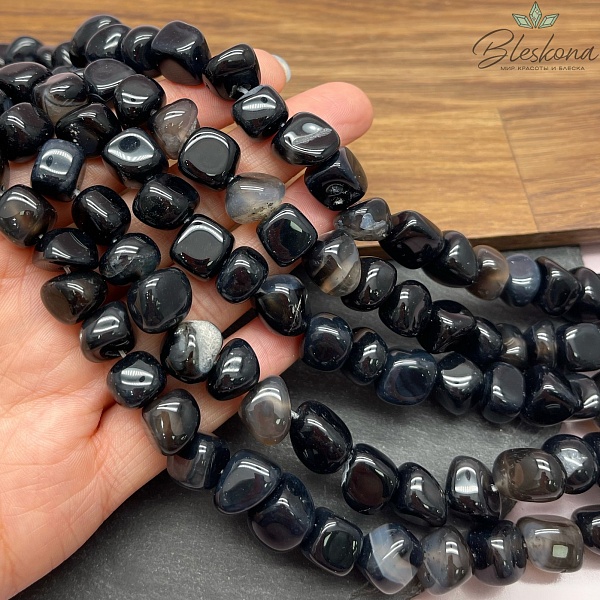 Агат темно- серый галтовка фриформ (7-12)*(10-11) мм 