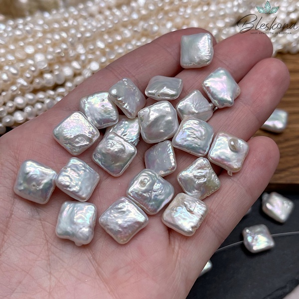 Жемчуг Квадрат белый штучно ~10-12 мм