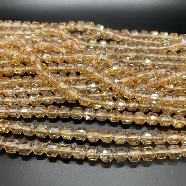 7 мм Стекло Lux, многогранник, цвет персиковый