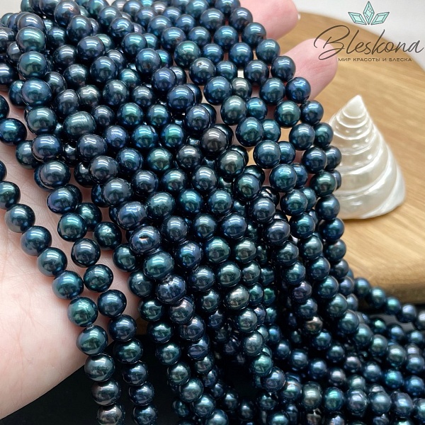 Жемчуг шар черный хамелеон 7-7,5 мм