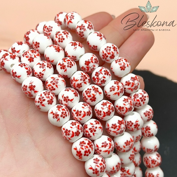 10 мм Керамика Бусина роспись гжель №10