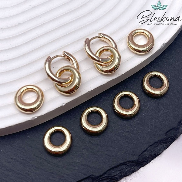 12,5 мм Цвет золото, Подвеска кольцо-бублик гладкий