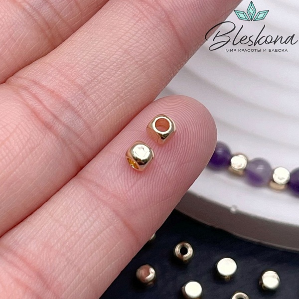 3 мм Цвет золото, Бусина куб