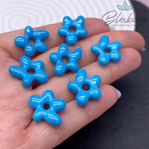20*16 мм Подвеска цветок голубой