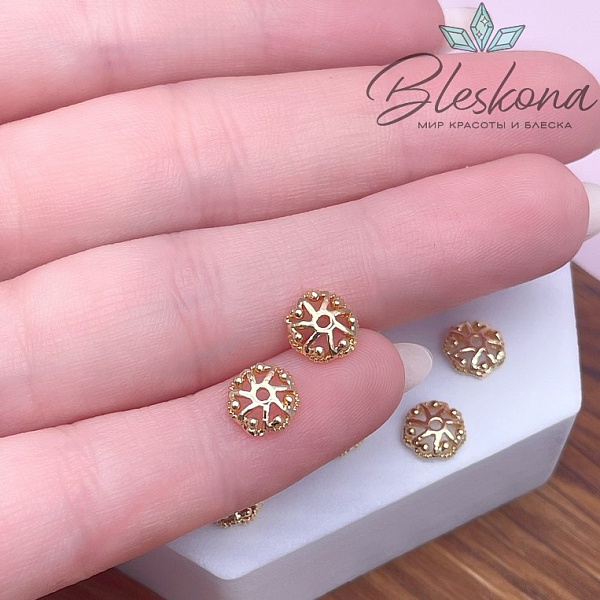 7 мм Цвет золото, Шапочка узор