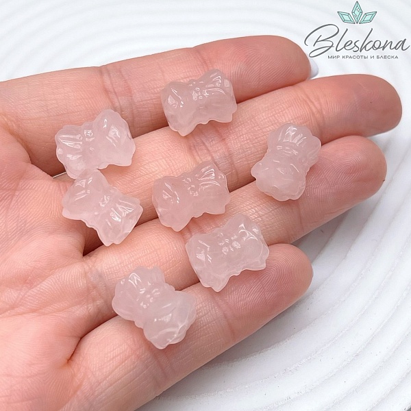 11*13 мм Резная бусина Бант Розовый Кварц