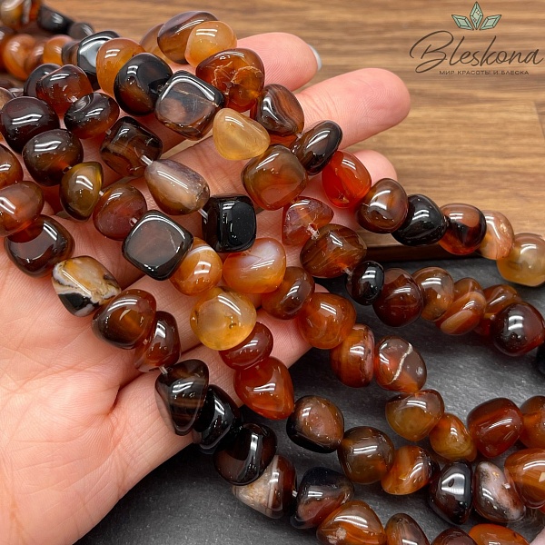 Агат черно- коричневый галтовка (7-12)*(10-11) мм 