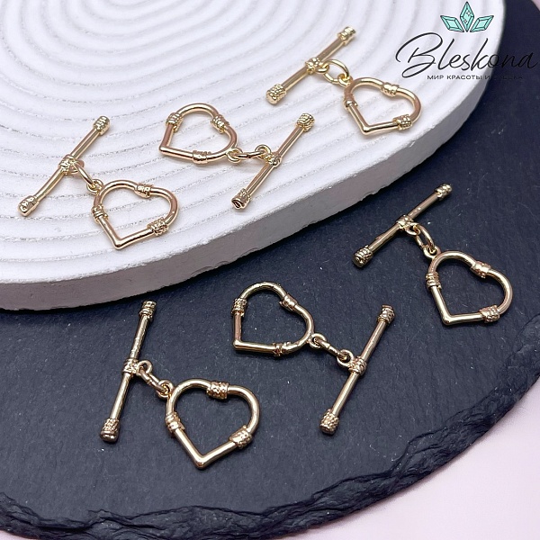 20*16,5 мм Цвет золото, Замок Тогл Сердце