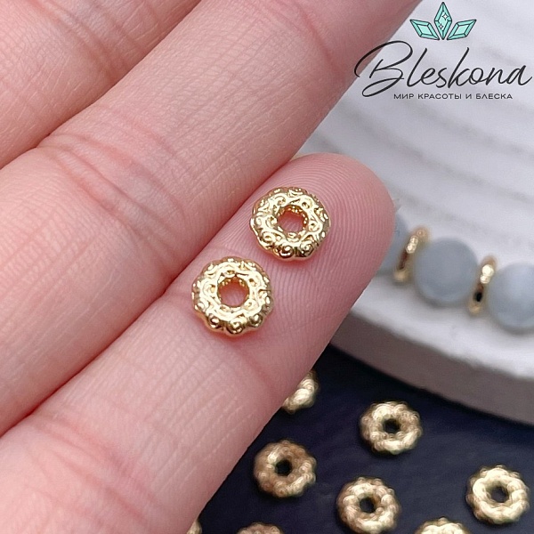 6,5 мм Цвет золото, Бусина-разделитель узоры