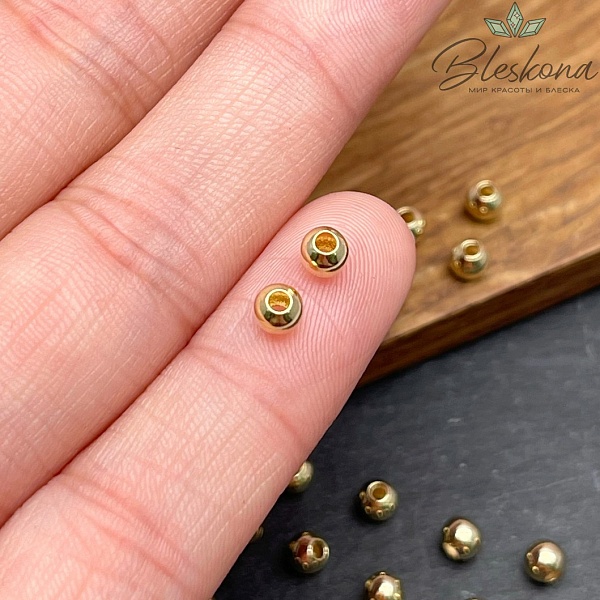4 мм Цвет золото, Бусина гладкая 