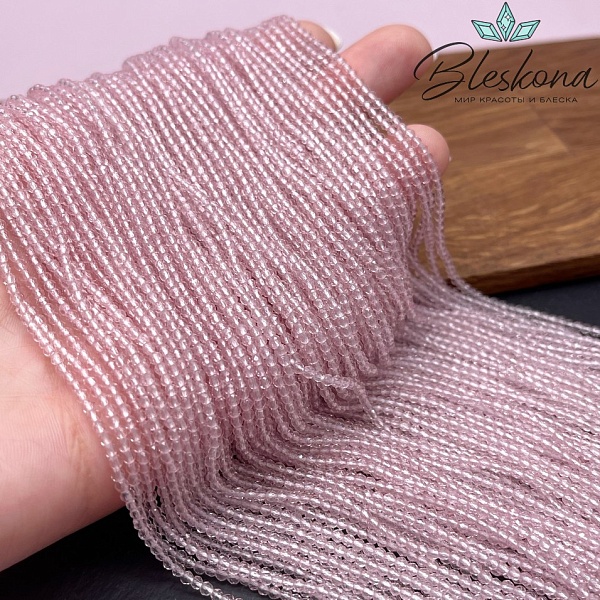 2 мм Бусины стекло светло-розовое алмазная огранка