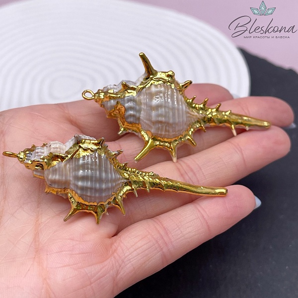 (42-55)*(22-23) мм, Цвет золото, Подвеска Ракушка