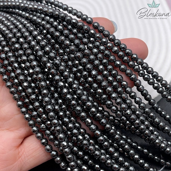 4 мм Гематин имитация, огранка круглая