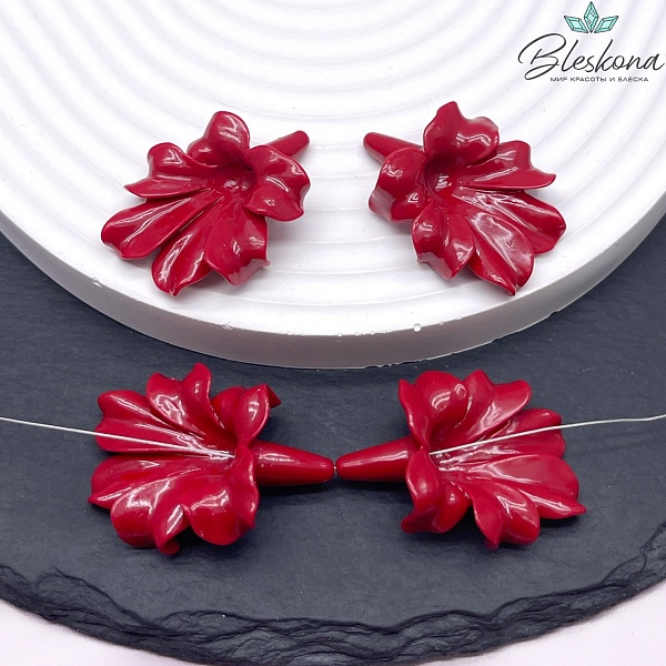 35*25 мм Подвеска цветок цвет красный 